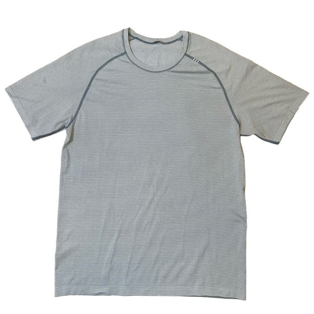 Lululemon Men’s Shirt XXL Green White Stripe Metal Vent Tech